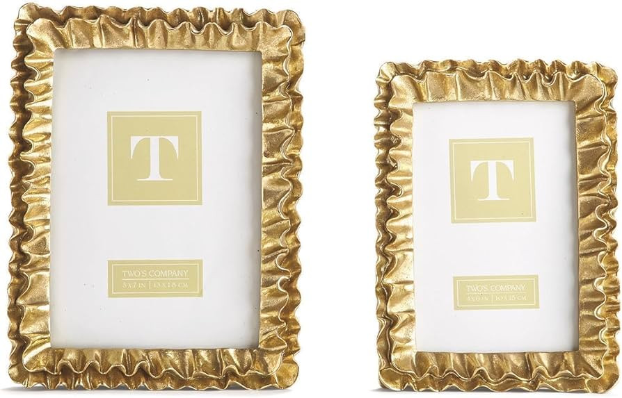 Two's Company Gold Ruffles Picture Frame, for Wall Decor, Tabletop Photo Display, Luxury Home Dec... | Amazon (US)