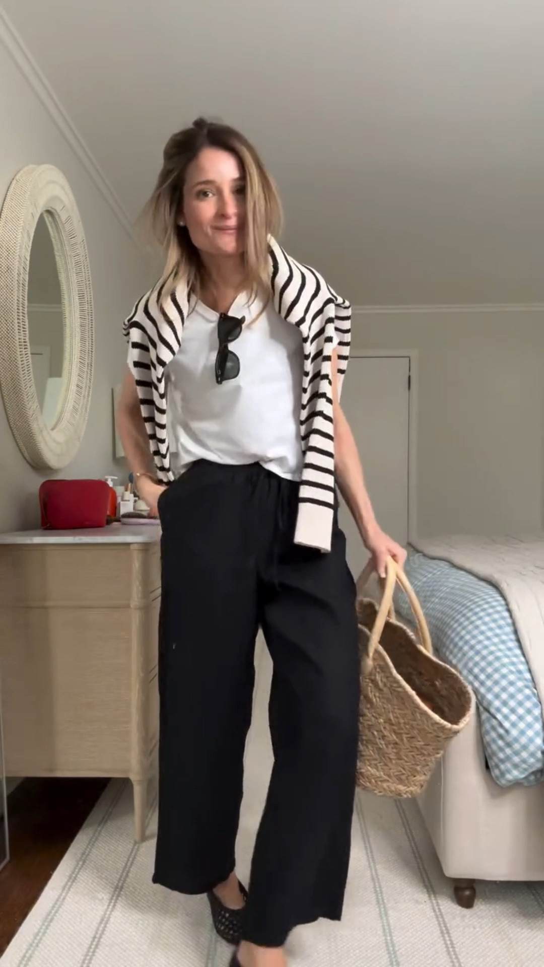 Happy weekend! Hope you have some fun and relaxing plans!

Sizing notes: wearing a small in both the tee and my linen pants (which are *so* good!! The white & navy are now on my wishlist) pSizing notes: wearing a small in both the tee and my linen pants (which are *so* good!! The white & navy are now on my wishlist) perfect for an easy daytime bottom to give our denim a day off, or for an easy cover up at the beach/pool to wear right into town for lunch. 

#outfitinspo #springstyle #linenpants #everydaystyle #springputfitinspo

#LTKgrwm #LTKmomlife #LTKootd