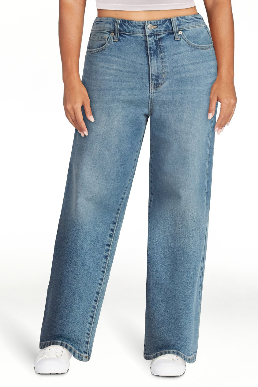 No Boundaries High Rise Baggy Wide Leg Jeans, 32'' Inseam, Women’s and Women's Plus | Walmart (US)