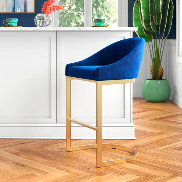 Berlin 26" Counter Height Gold Stainless Steel Barstool | Wayfair North America