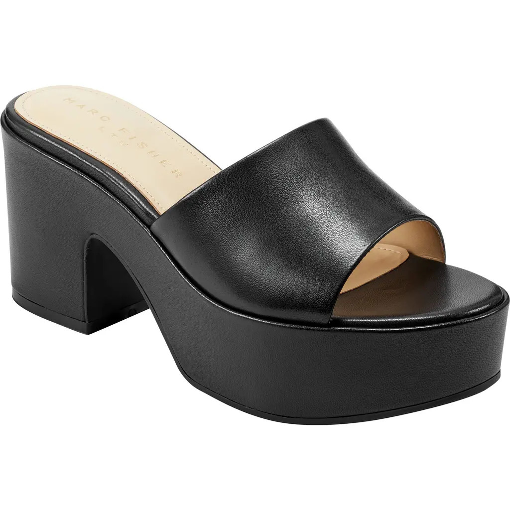 Marc Fisher LTD Forina Platform Slide Sandal in Black 001 at Nordstrom, Size 8.5 | Nordstrom