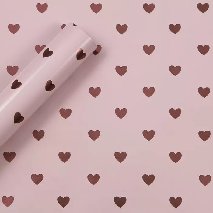 8x2.5' Foil Hearts Gift Wrapping Paper Pink - Spritz™ | Target