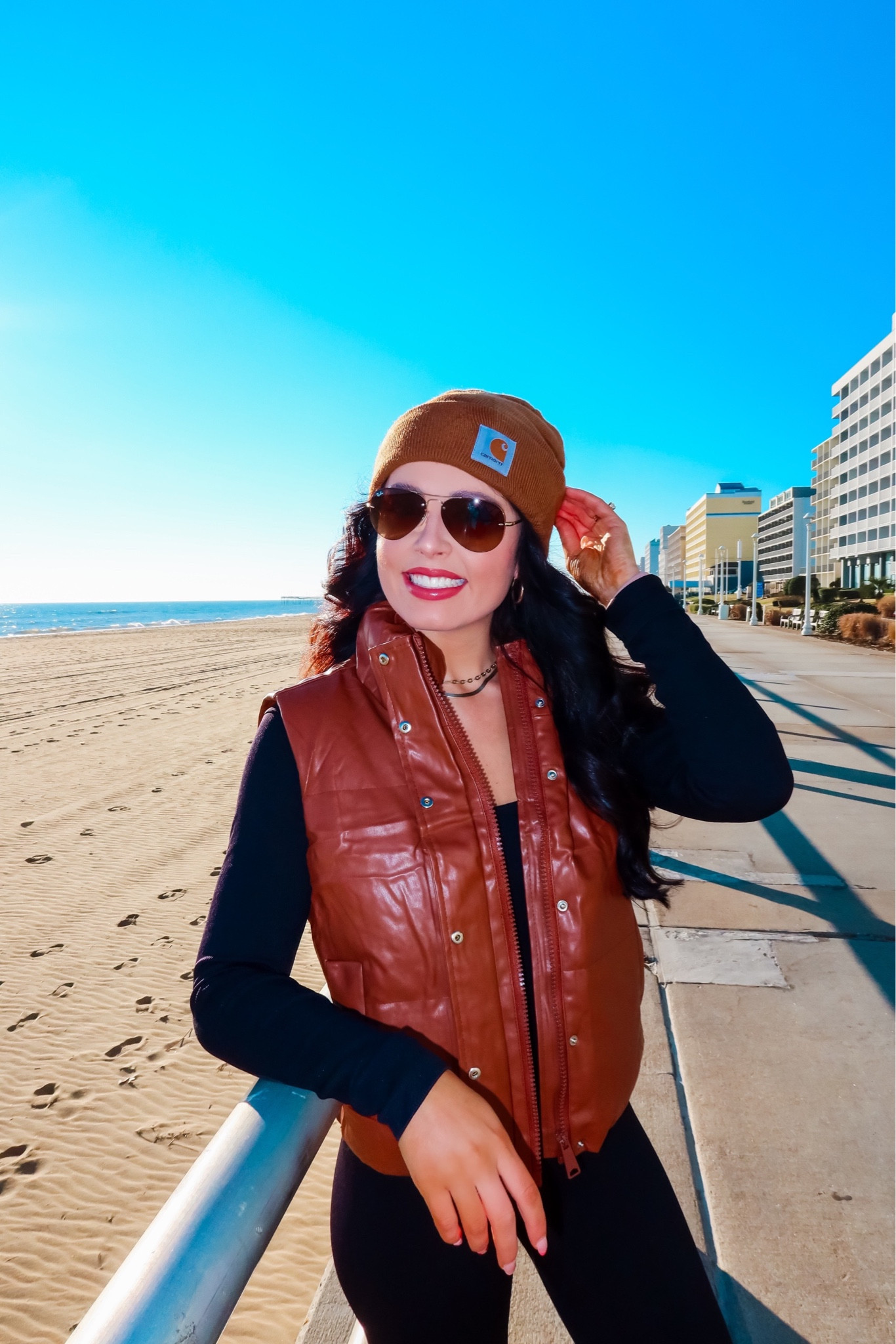 Amazon one piece workout jumpsuit (small, 5+ colors), under $45 amazon leather vest (small), under $25 Carhartt beanie and Ugg tazz slippers (tts) #founditonamazon 

#LTKfindsunder50 #LTKfitness #LTKsalealert