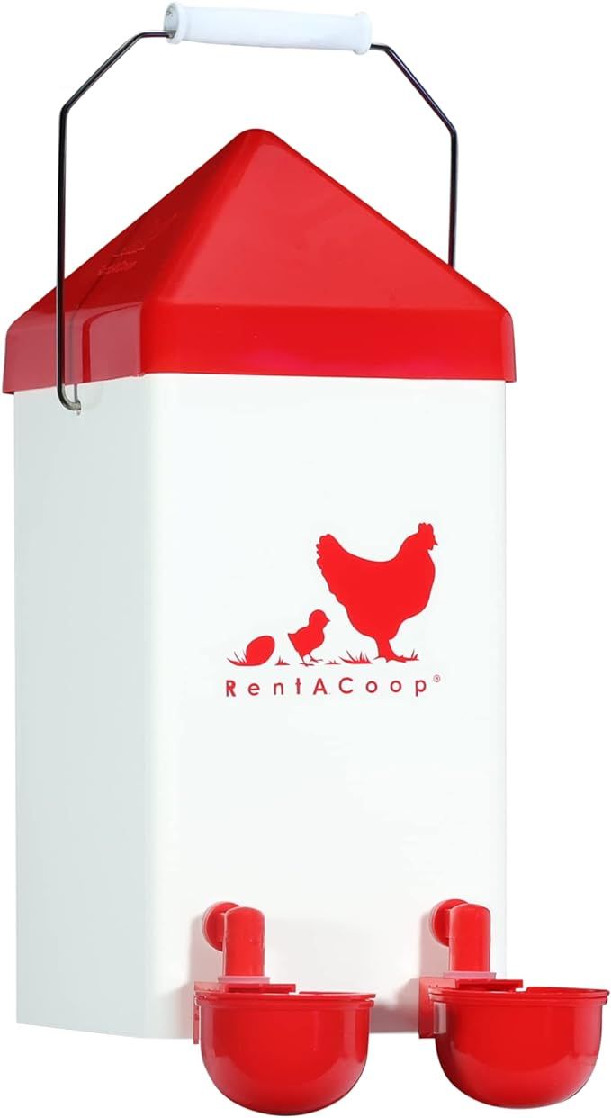 RentACoop 1 Gallon PVC Chicken Waterer with 2 Auto-Fill Cups, Horizontal Nipples and Anti-Roost C... | Amazon (US)