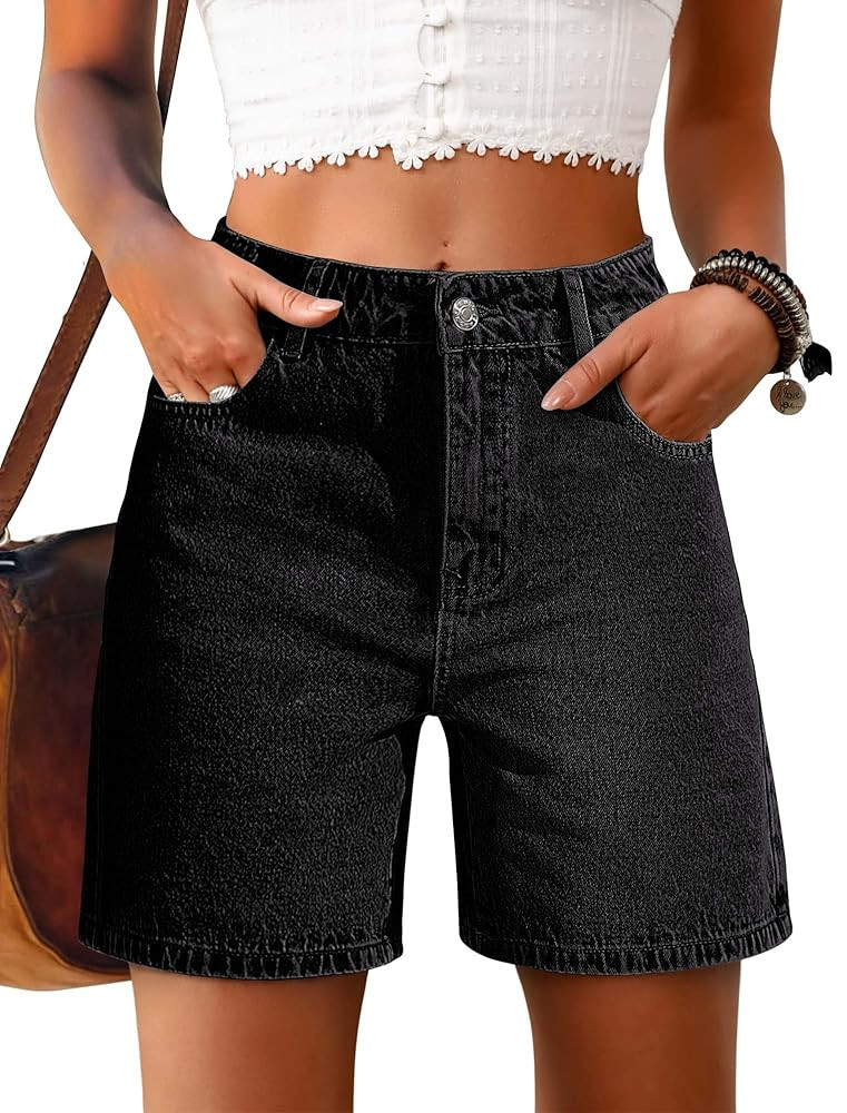 Eddoyee Women Denim Jean Shorts Stretchy High Waisted Jorts Y2k Bow Embroidery Frayed Hem Shorts ... | Amazon (US)