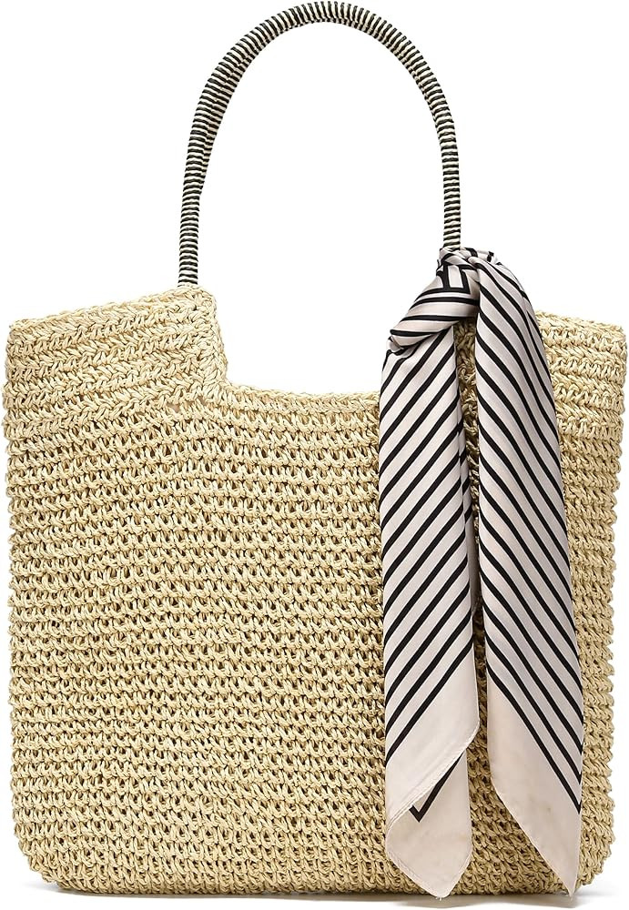 Rejolly Straw Tote Bag for Women Beach Summer Vacation Boho Rattan Handbags Large Woven Shoulder ... | Amazon (US)