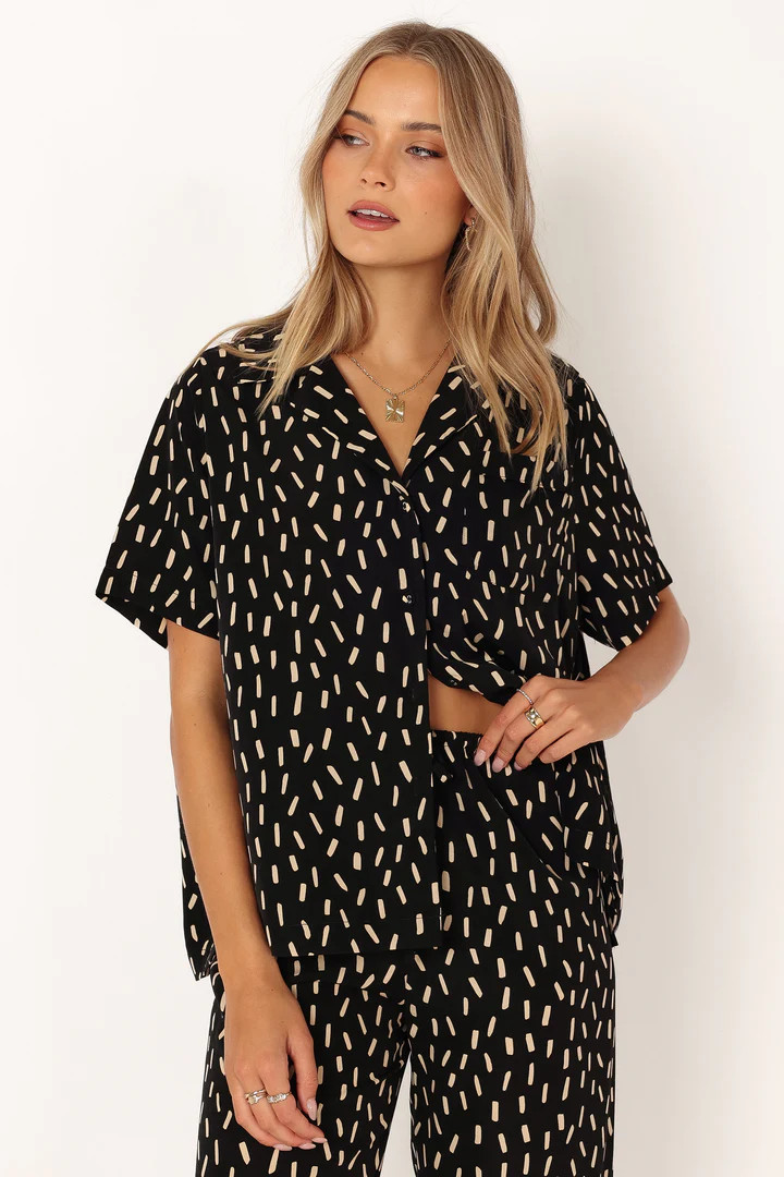 Bastian Short Sleeve Shirt - Black Beige | Petal & Pup (AU)