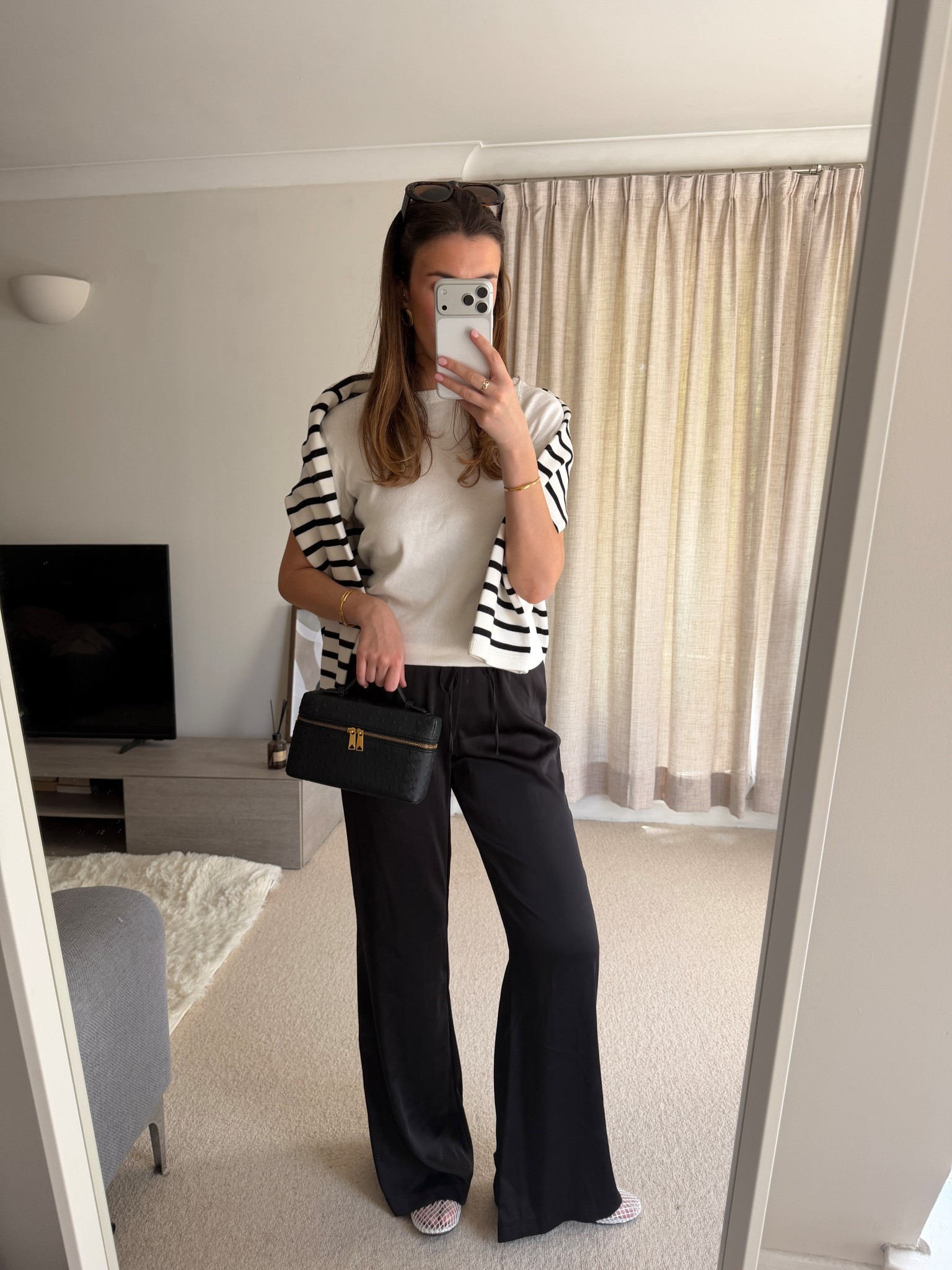 Stripe cardigan! Zara Satin trousers in size M! 

#LTKdatenight #LTKstyletip #LTKsummer
