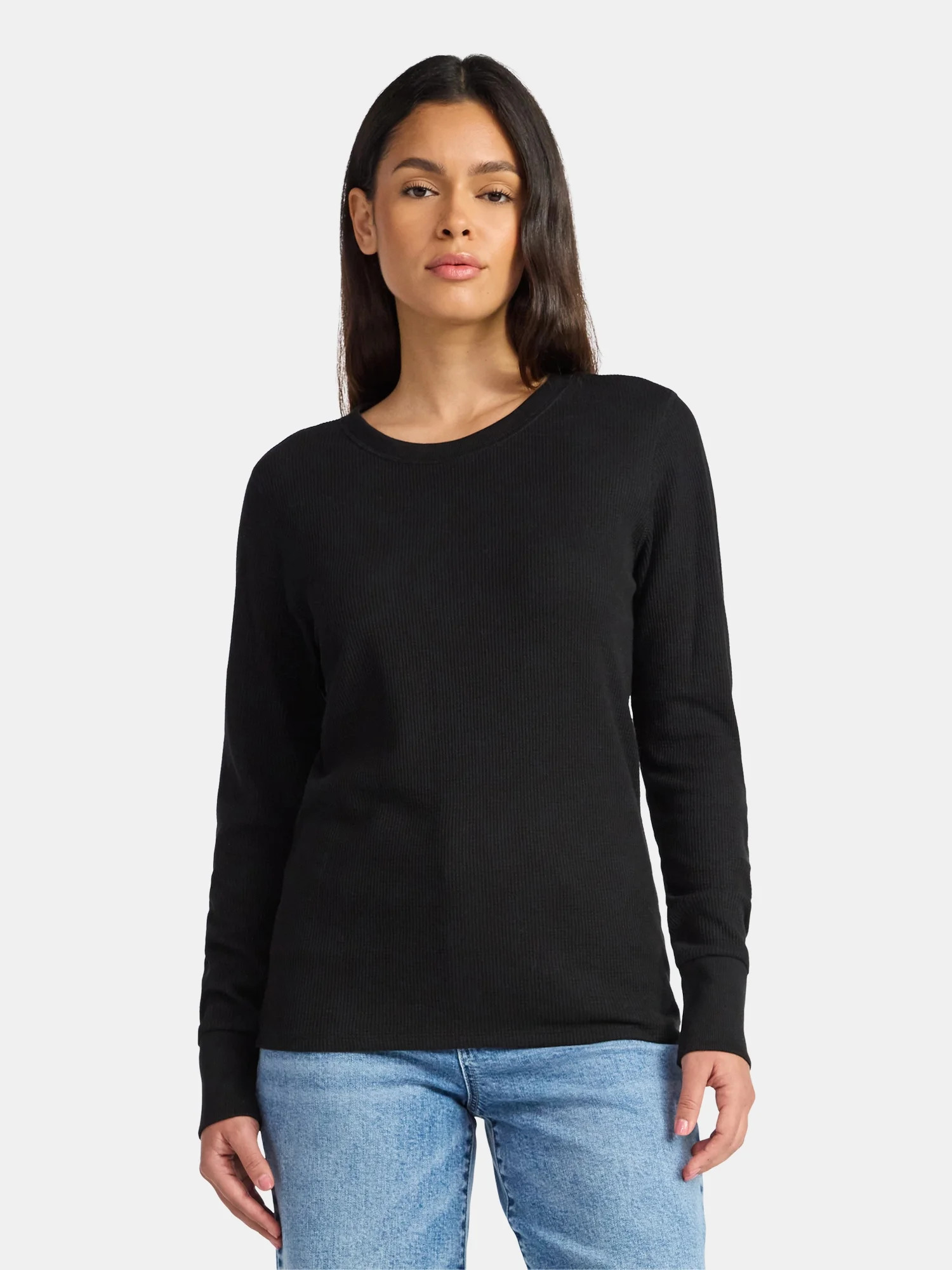 Time and Tru Women's Thermal Tee with Long Sleeves, Size XS-XXXL | Walmart (US)