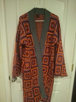 Saachi Knitted Square Patch Kimono Sweater in Red | eBay US