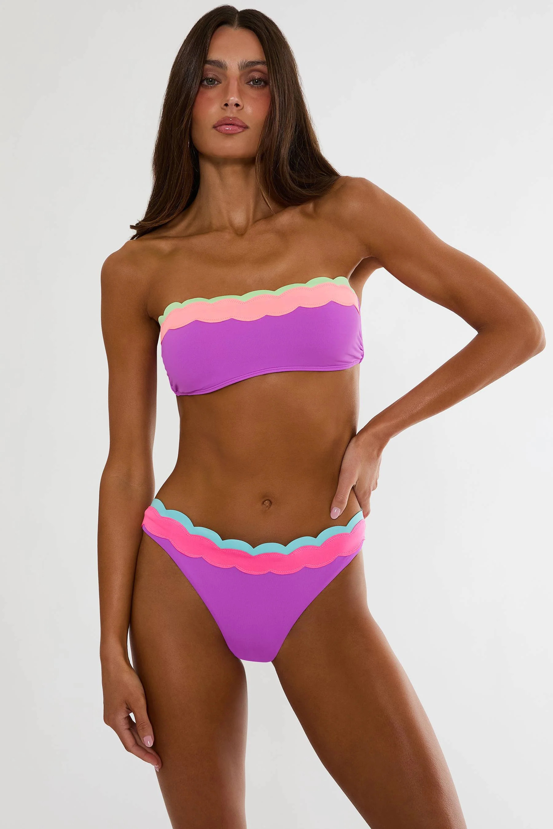 Sybil Top Radiant Wave Colorblock | Scalloped Bandeau Bikini Top | Beach Riot | Beach Riot