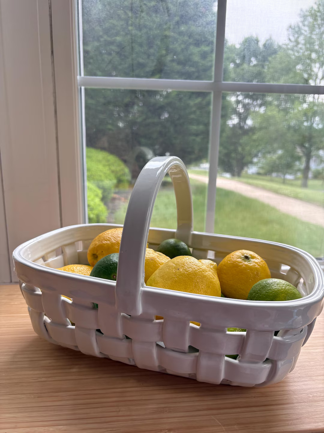 White Porcelain Basket Weave Fruit Basket // Ceramic // Kitchen Decor - Etsy | Etsy (US)