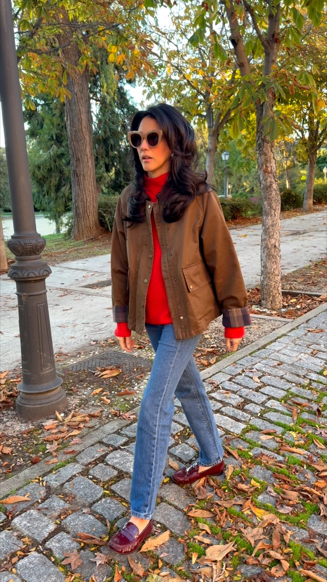 Autumn hues 🍂 Parka jacket, barn jacket, pop of color sweater, jeans, loafers 

#LTKTravel #LTKgrwm #LTKootd