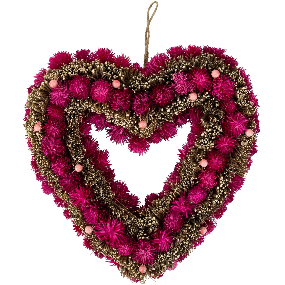 Northlight 13" Pink Botanicals and Twigs Artificial Valentine's Day Heart Wreath - Unlit | Target