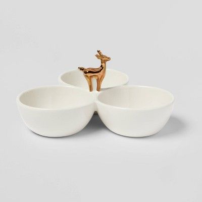 8oz Stoneware Reindeer Sectioned Serving Bowl - Threshold™ | Target