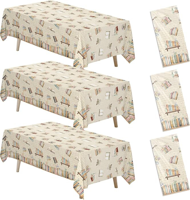 Book Theme Tablecloth Party Decorations, 3Pcs Disposable Retro Library Reading Theme Storybook Bo... | Amazon (US)