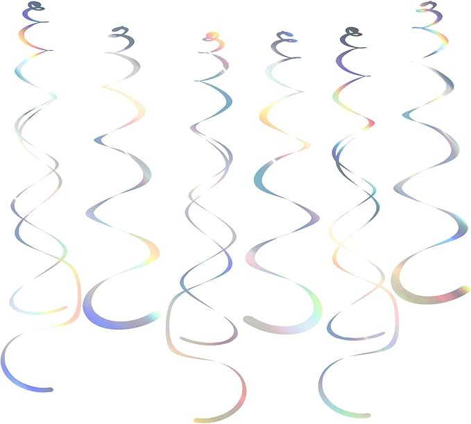 Party Swirl Decorations Iridescent Shinny Foil Hanging Swirl Decorations Plastic Streamer for Cei... | Amazon (US)