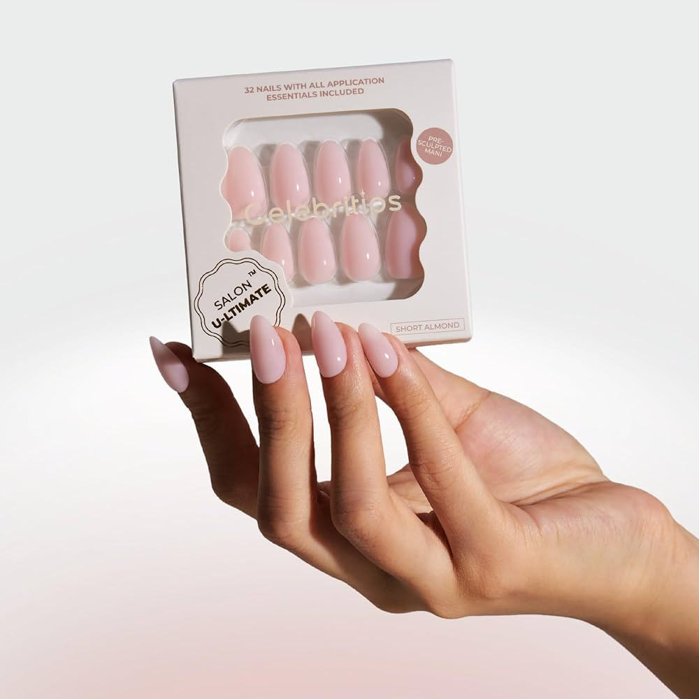Celebritips Press On Nails - Salon U-ltimate\u2122 | Bare Milk, Short Almond Nails, Reusable | 16... | Amazon (US)