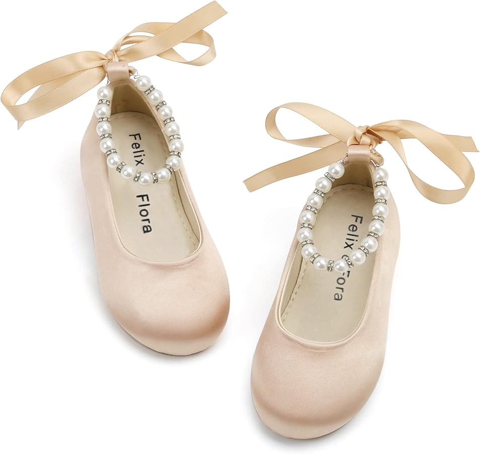 Felix & Flora Girls Toddler Little Ballet Shoes - Flower Girls Mary Jane Flats Dress Shoes Party ... | Amazon (US)