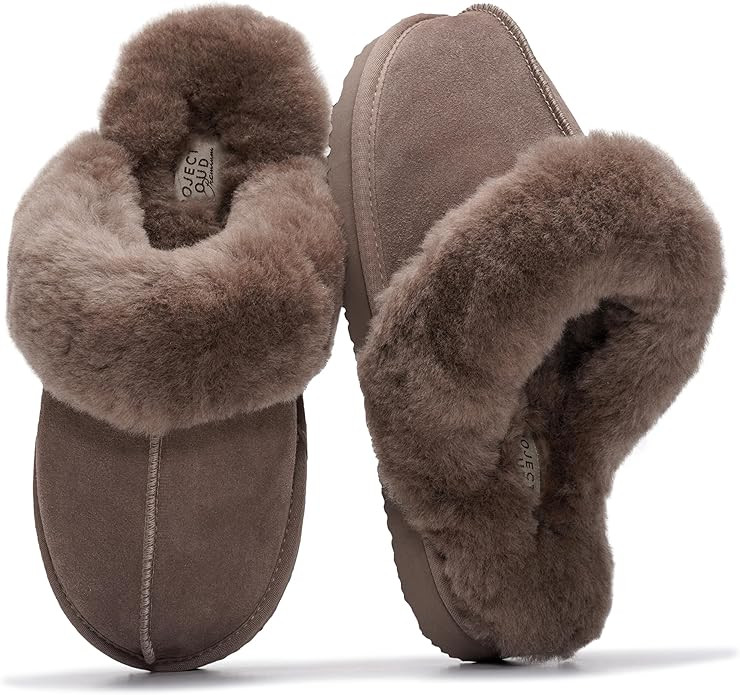 Project Cloud 100% Genuine Leather Slippers for Women Footwear with Genuine Fur Lining Womens Clo... | Amazon (US)