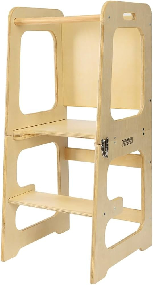 bedmoimo Kids Kitchen Step Stool for Kids with Safety Rail,Solid Wood Construction Toddler Learni... | Amazon (US)