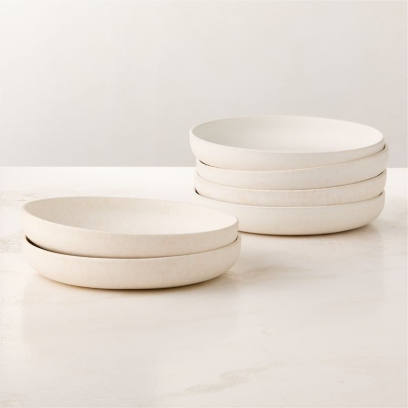 Drift White Pasta Bowls with Reactive Glaze Set of 6 + Reviews | CB2 | CB2