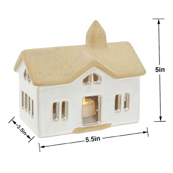 White Ceramic Glazed House, 5" | At Home