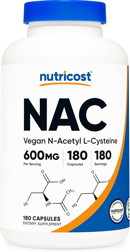 Nutricost N-Acetyl L-Cysteine (NAC) 600mg, 180 Capsules - Non-GMO, Gluten Free | Amazon (US)