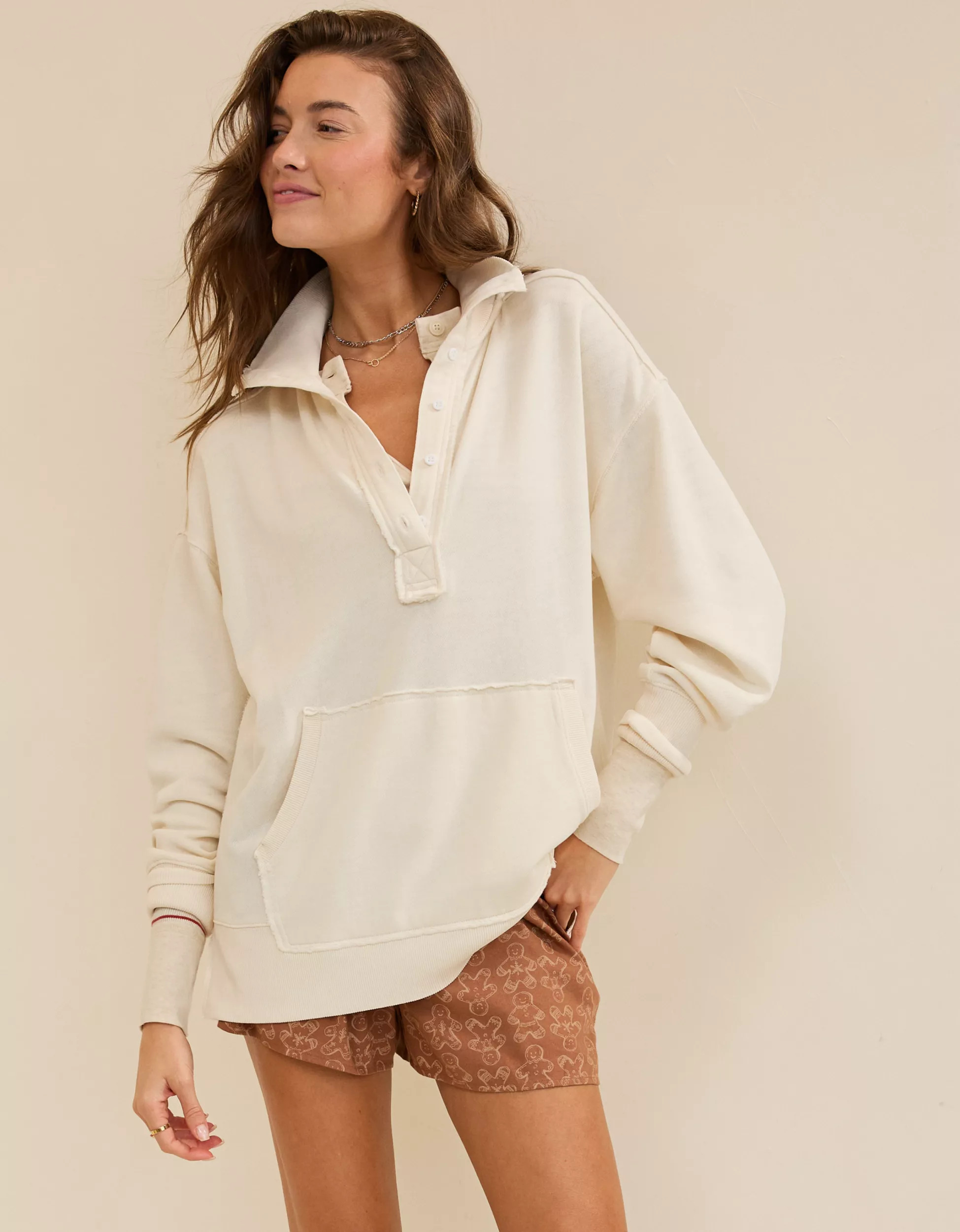 Aerie Vintage Popover Polo Sweatshirt | Aerie