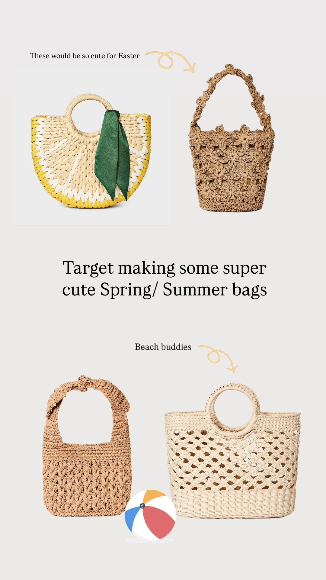The cutest Spring and Summer bags 

#spring #springoutfits #summer #summeroutfits #raffiabags #easterbags #beachbags #poolbags #bagsforsummer #bagsforspring #bagsforspringoutfits #bagsforsummeroutfits #bagswithspringoutfits #bagswithsummeroutfits #lightweightbags #strawbags #cutebags #trendyspringbags #trendysummerbags #trendybags #springbags #summerbags #easterbasket

#LTKFindsUnder50 #LTKItBag #LTKSwim