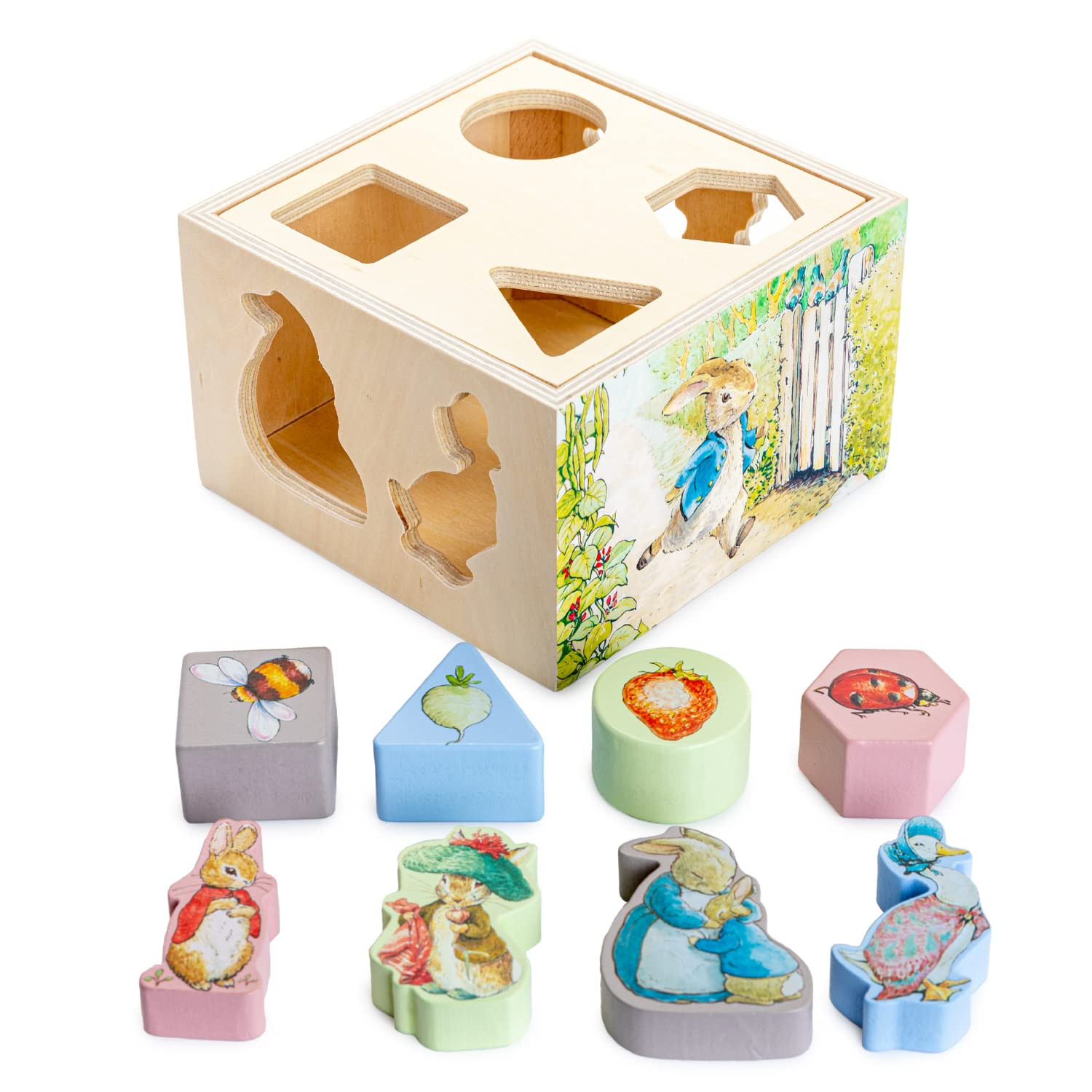 KIDS PREFERRED Beatrix Potter Peter Rabbit Wooden Shape Sorter for Toddlers, Includes 8 Pieces, M... | Amazon (US)
