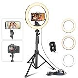 UBeesize 10''Selfie Ring Light with 62''Tripod Stand, Led Ring Light with Phone Holder and Remote... | Amazon (US)