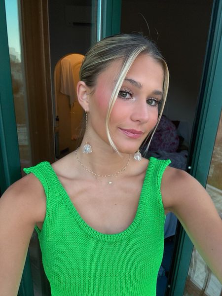 Dress comes in green and black! Earrings are KK Buteau but sold out online :( check her out though!!! Love her jewelry and she was a Tri Delt at ole miss with us 🤍
