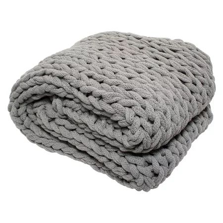 Silver One Super Chunky Knitted Throw Blanket, Gray, 50"" x 60 | Walmart (US)
