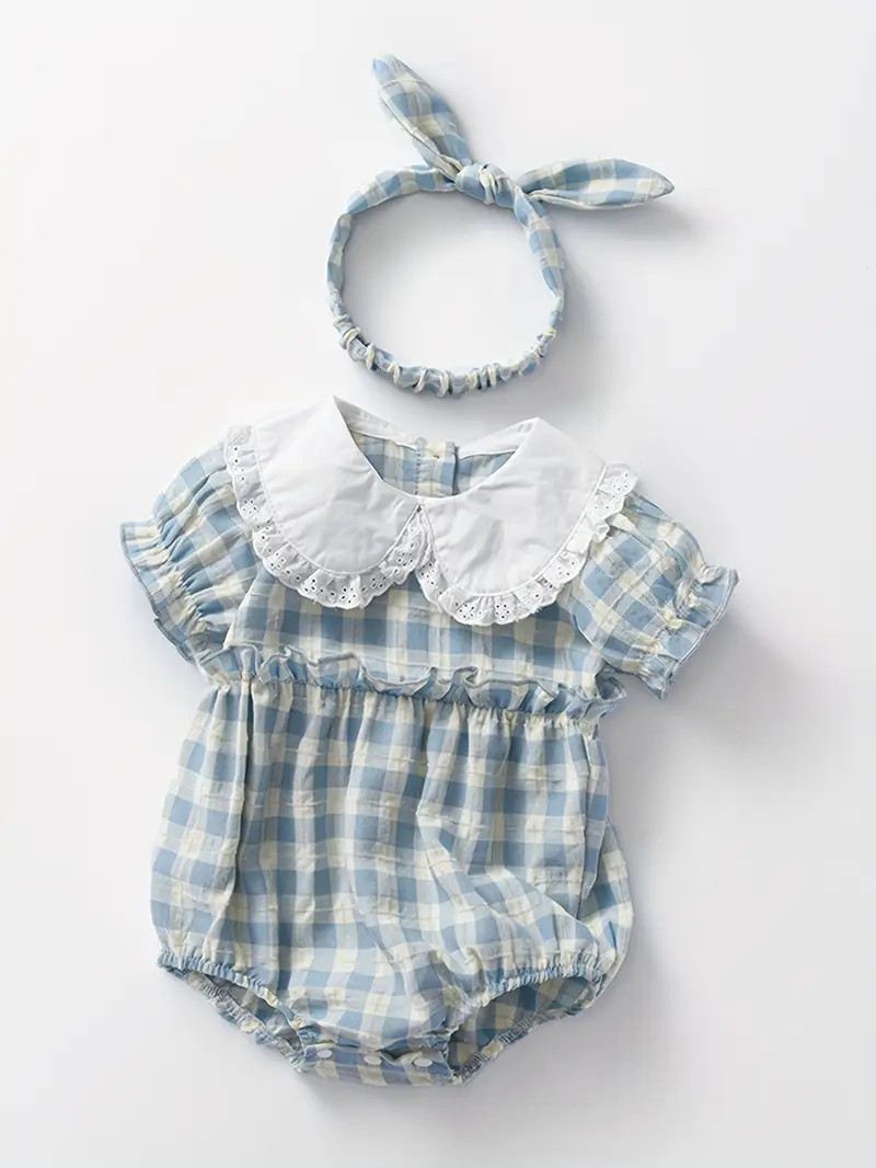 Infant Girls Jumpsuit Summer Thin Princess Style Plaid - Temu | Temu Affiliate Program