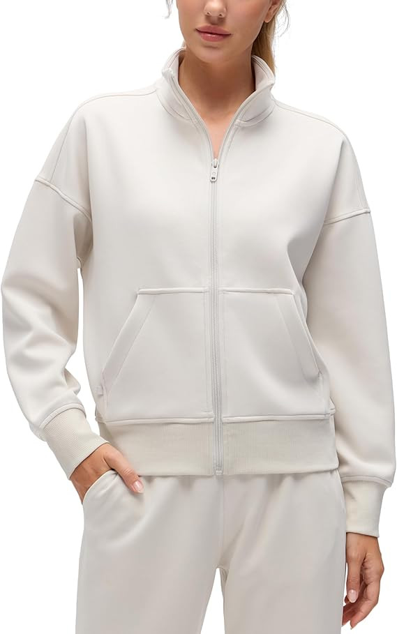 CRZ YOGA SoftAura Full Zip Sweatshirt for Women - Workout Casual Zipper Funnel Neck Sweat Shirts ... | Amazon (US)