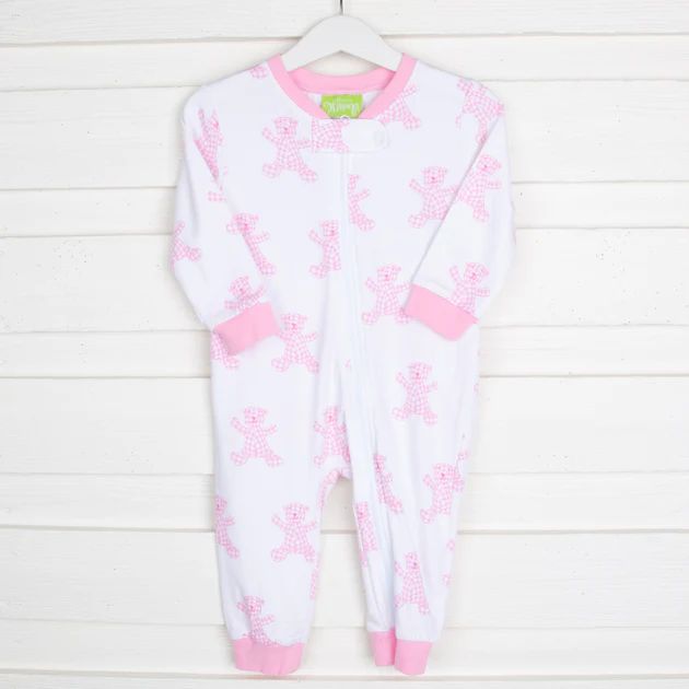 Pink Bear Print Knit Onesie | Classic Whimsy