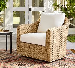 Boca Wicker Outdoor Swivel Lounge Chair with High Performance Cushion Covers | Pottery Barn (US)