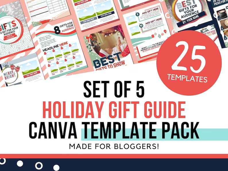 5 Sets of Gift Guide Templates for Canva | Canva Templates for Blogger Gift Guides | Blogger temp... | Etsy (US)
