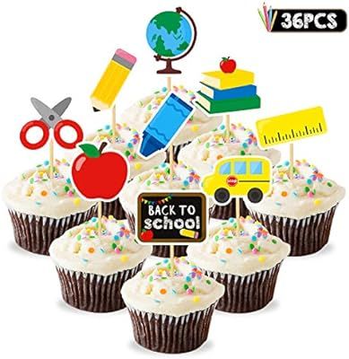 36pcs Back to School Cupcake Topper First Day of School Welcome Party Decoration School Activitie... | Amazon (US)
