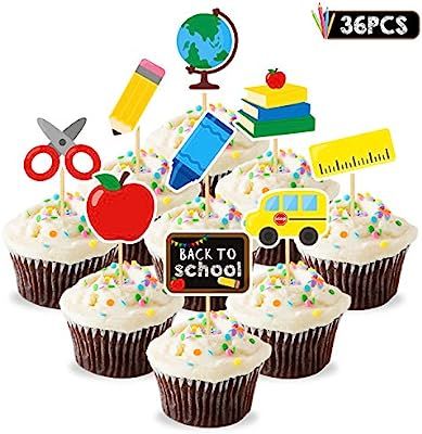 36pcs Back to School Cupcake Topper First Day of School Welcome Party Decoration School Activitie... | Amazon (US)