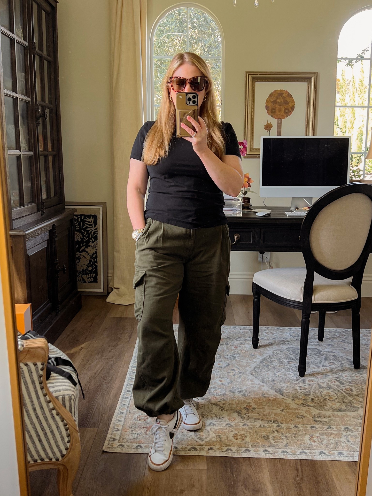 Easy and comfortable outfit. What I appreciate is the option to buy these cargo pants in “short” (50% off!). 👏🏽 I’m
5’2” and the length is perfect. The t-shirt is only $6. 

#LTKootd #LTKPetite #LTKOver40