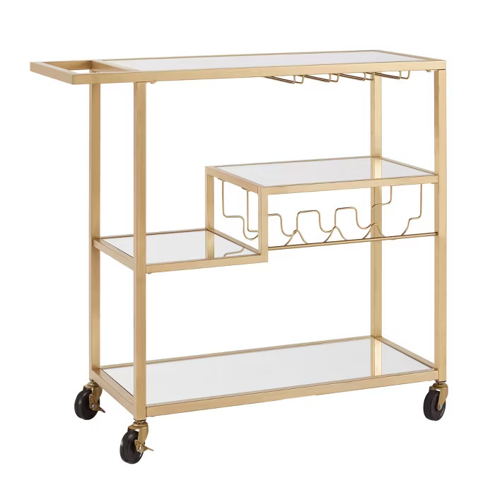 Estelle Step Tier Metal and Glass Bar Cart - Inspire Q | Target