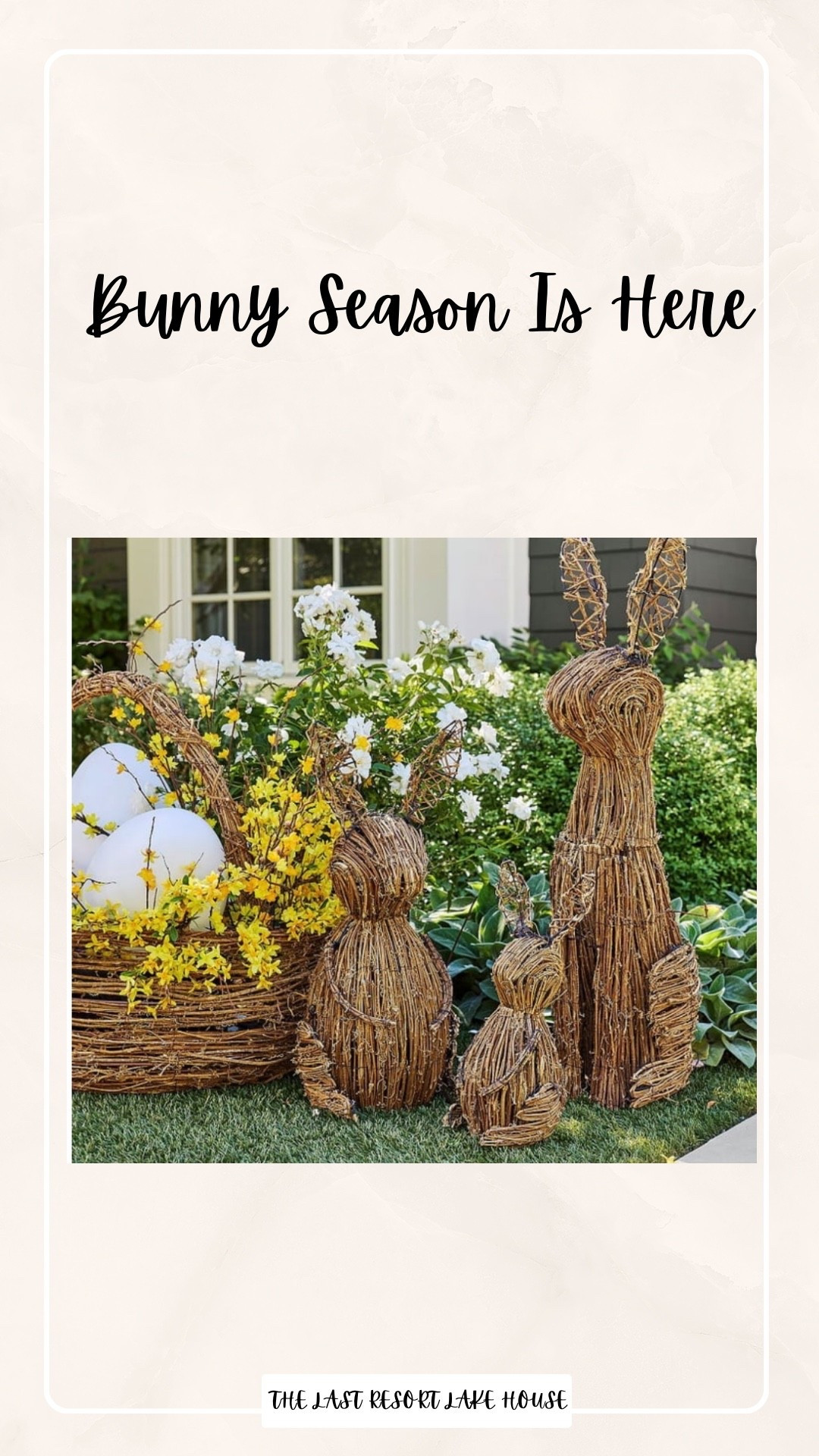 These woven bunnies are one of my favorite ways to dress up the front porch for spring — neutral, charming, and easy to reuse year after year.
Perfect if you love seasonal decor that feels cozy and not overdone 🤍

#LTKHome #LTKSeasonal #LTKvlog