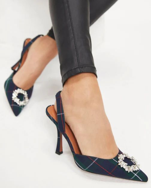 Noella Plaid Embellished Slingback Heel - SALE | VICI Collection