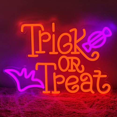 Halloween Neon Sign for Wall Decor, LED Halloween Light Up Sign Decor for Wall Bedroom Home Bar Halloween Party Decor Halloween Present for Trick or Treat Party Backdrop | Amazon (US)