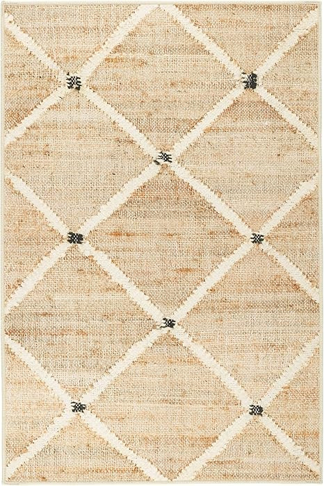 Dash and Albert Kali Machine Washable Area Rug - 5' x 8' Natural - Diamond Accent Rug - Anti-Slip... | Amazon (US)
