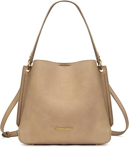 Montana West Medium Hobo Purse for Women 3 Compartment Bucket Shoulder Bag with Crossbody Strap | Amazon (US)