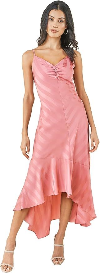 Sugar Lips Women's Rosado Striped Satin Slip Dress | Amazon (US)