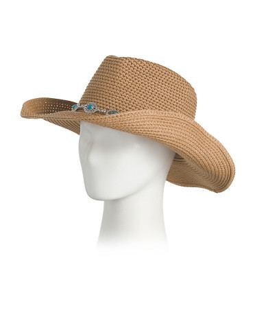Straw Cowboy Hat With Conch Trim | TJ Maxx
